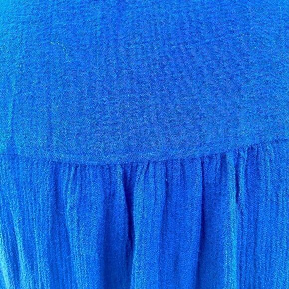 Land’s End Swim Coverup long sleeve sheer tassels embroidered modest Navy Small - Picture 13 of 16